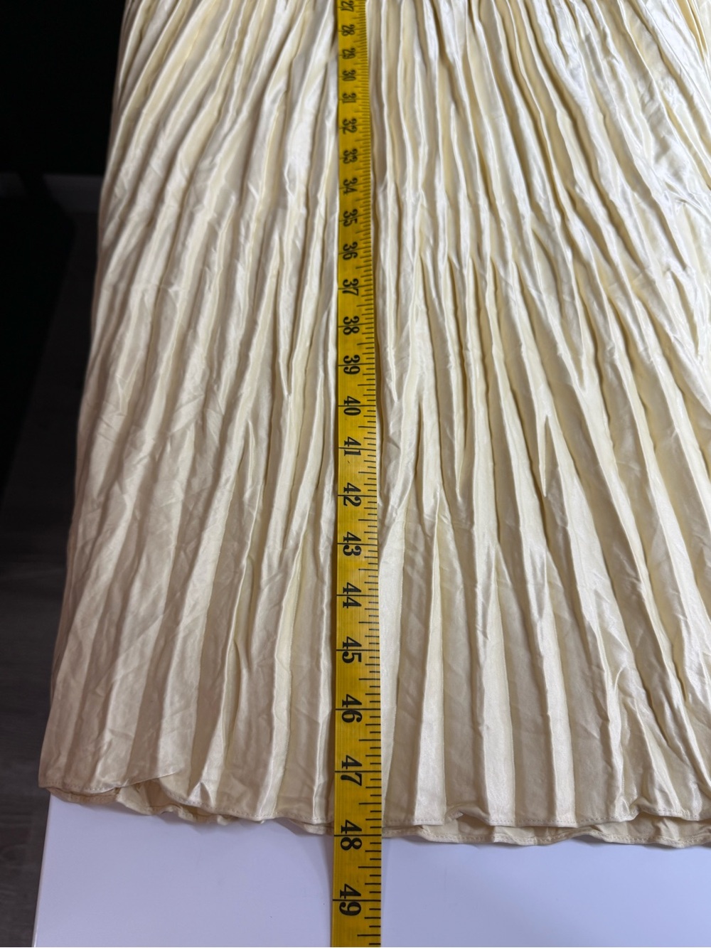 NEW JIL SANDER Cream Plissé Satin Pleated Midi Dress Sz US 4 - Picture 10 of 14